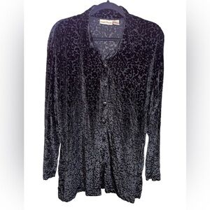 velvet burnout long sleeve button down shirt xl vintage laura Tyler whimsigoth
